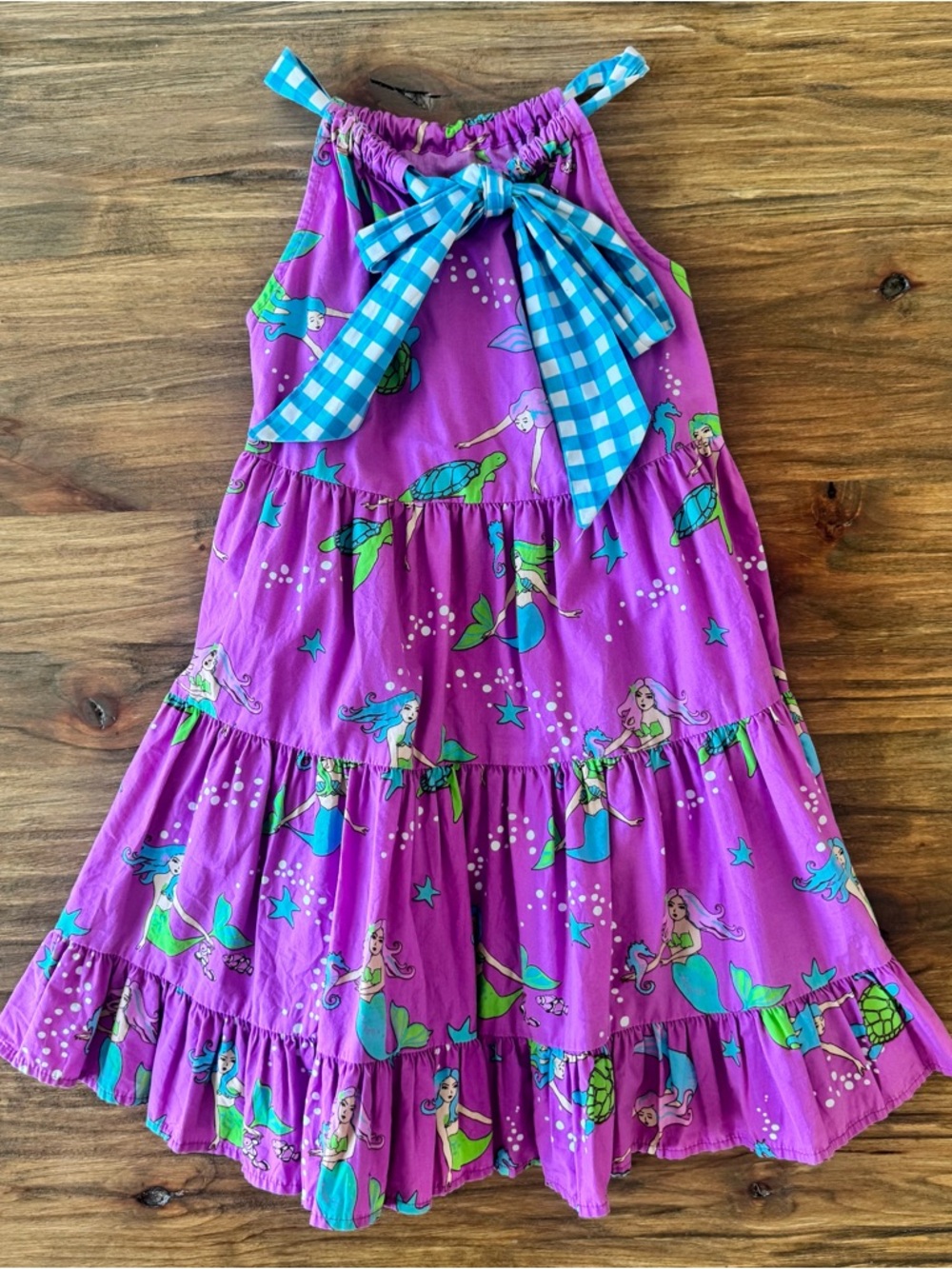 Eleanor Rose Purple Mermaid Print Tiered Lexie Dress size 6/7 - Picture 7 of 10
